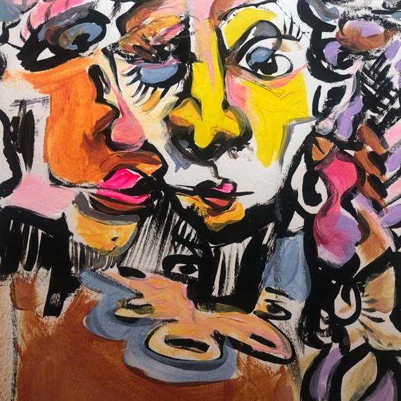 Original painting acrylic on paper character sketch signed 9x14” - Picture 2 of 4